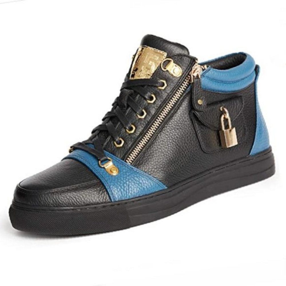 Men's Black Blue Zappa Mid Top Sneakers